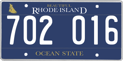 RI license plate 702016