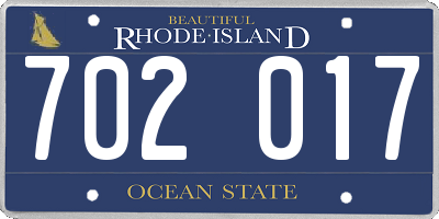 RI license plate 702017