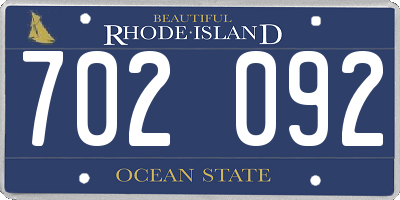RI license plate 702092