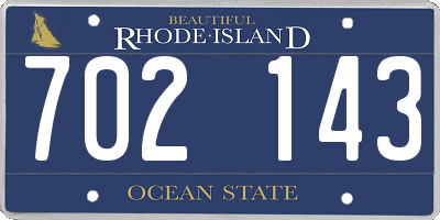 RI license plate 702143