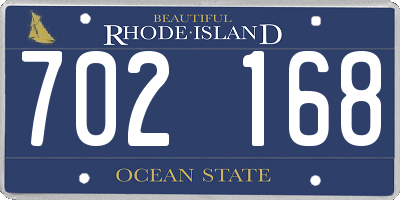 RI license plate 702168