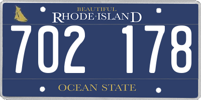 RI license plate 702178