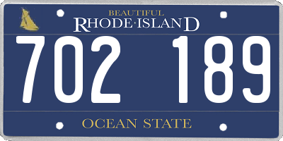 RI license plate 702189