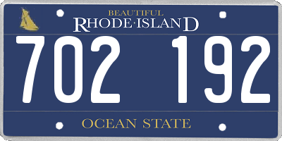 RI license plate 702192