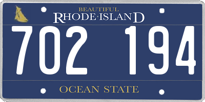 RI license plate 702194