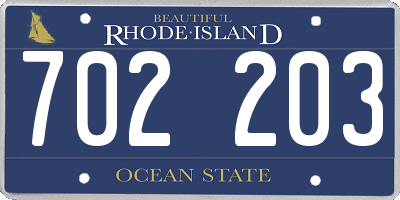 RI license plate 702203