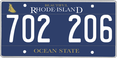 RI license plate 702206
