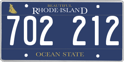 RI license plate 702212