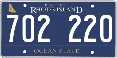 RI license plate 702220