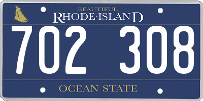 RI license plate 702308