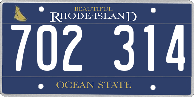 RI license plate 702314