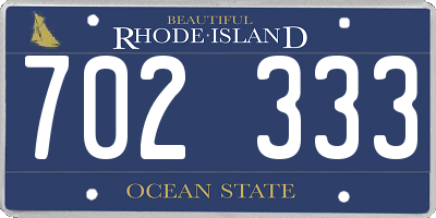 RI license plate 702333