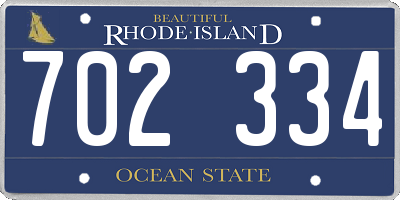 RI license plate 702334