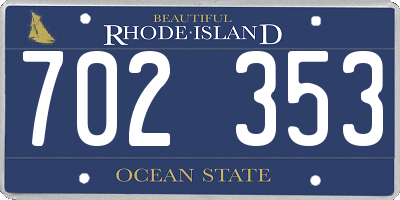 RI license plate 702353