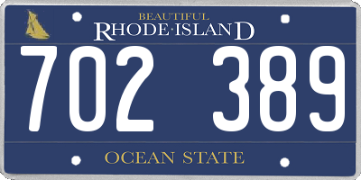 RI license plate 702389