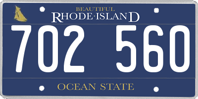 RI license plate 702560