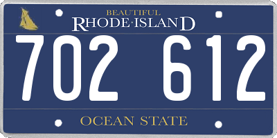 RI license plate 702612