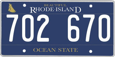 RI license plate 702670