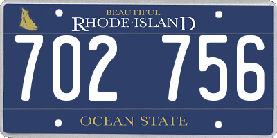 RI license plate 702756