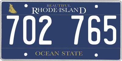 RI license plate 702765