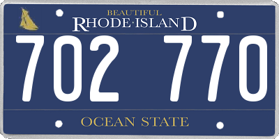 RI license plate 702770