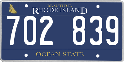 RI license plate 702839