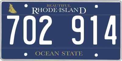 RI license plate 702914