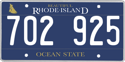 RI license plate 702925