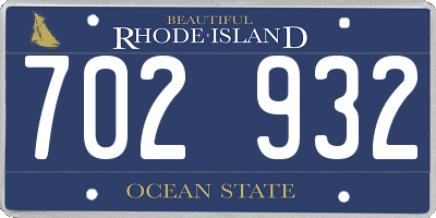 RI license plate 702932