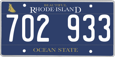 RI license plate 702933