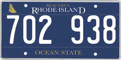 RI license plate 702938