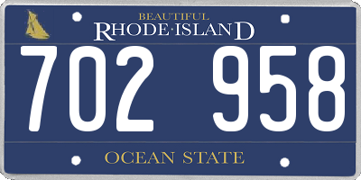 RI license plate 702958