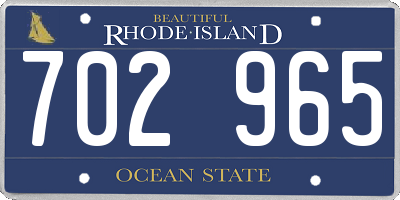 RI license plate 702965