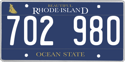 RI license plate 702980