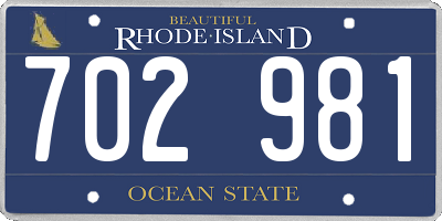 RI license plate 702981