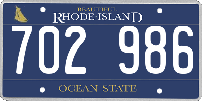 RI license plate 702986