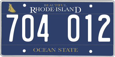 RI license plate 704012