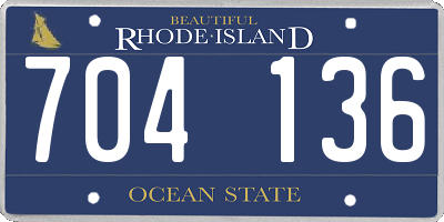 RI license plate 704136