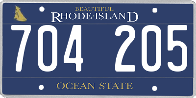 RI license plate 704205