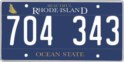 RI license plate 704343