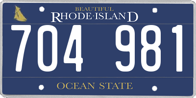 RI license plate 704981