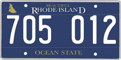 RI license plate 705012