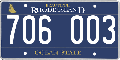 RI license plate 706003
