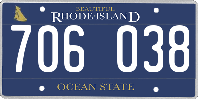 RI license plate 706038