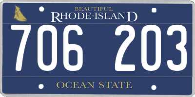 RI license plate 706203