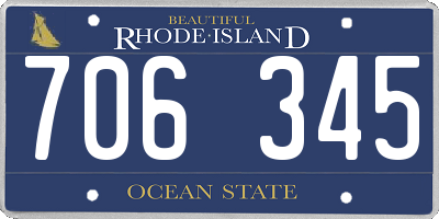 RI license plate 706345