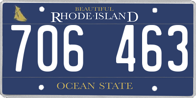 RI license plate 706463