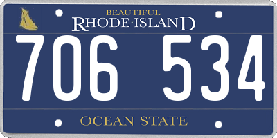 RI license plate 706534