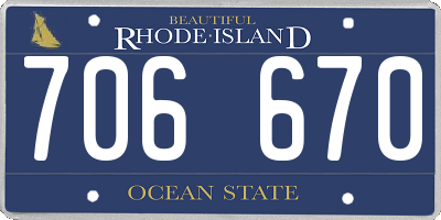 RI license plate 706670