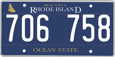 RI license plate 706758